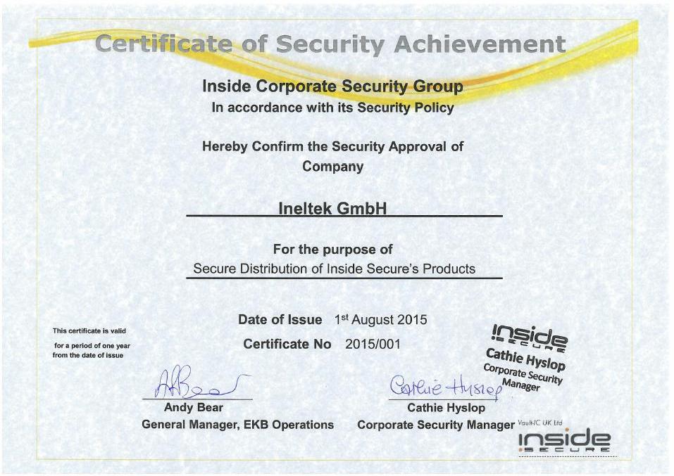 Certificate of Security Achivement