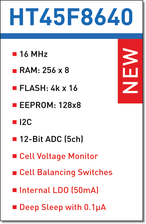 HT45F8640 Batterie-Management MCU Spec